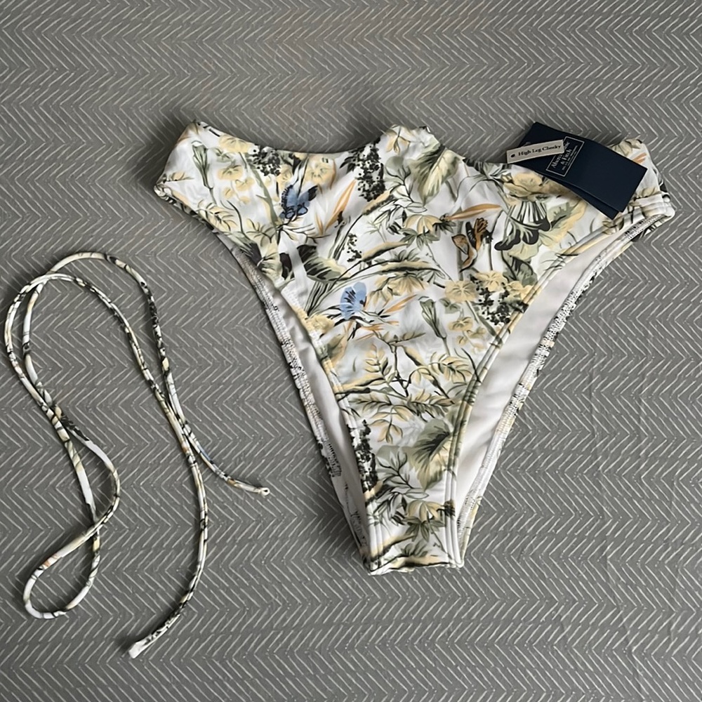 Abercrombie High Leg Cheeky Wrap Bikini Bottoms Tropical Print